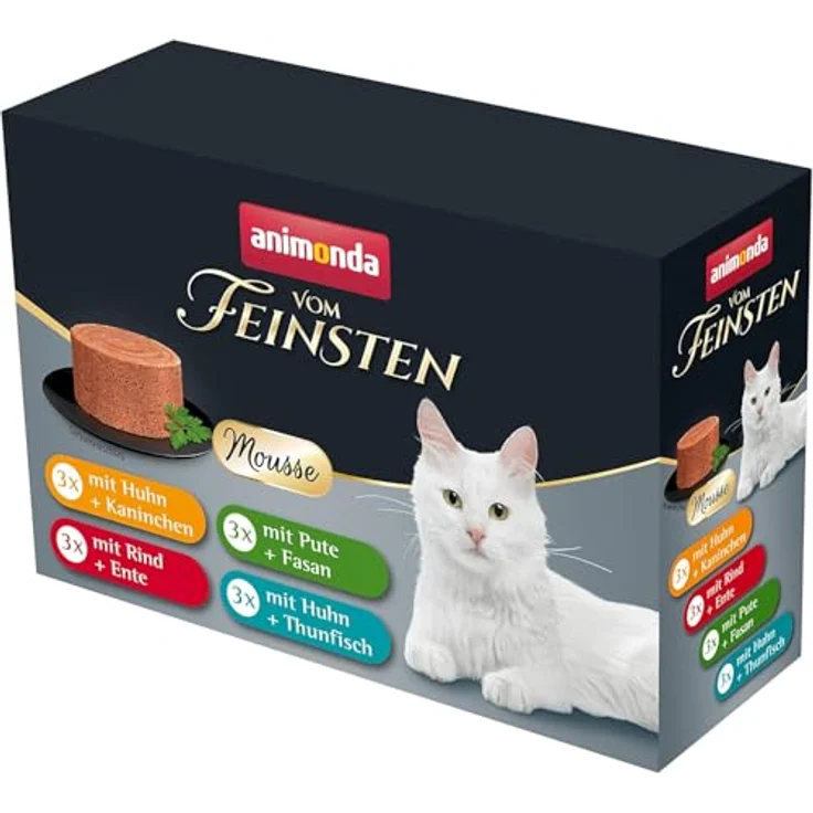 animonda Vom Feinsten Adult Katzenfutter Mousse-Vielfalt (12 x 85 g), getreidefreies Nassfutter für ausgewachsene Katzen, mit zarter Konsistenz und hochwertigen Fleischzutaten – Bild 1