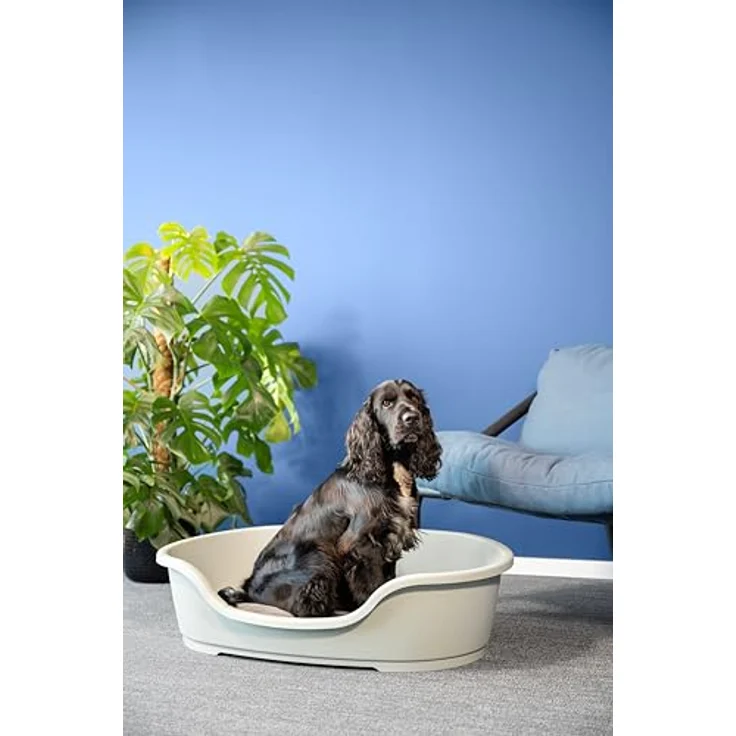 adena Hundekorb Kunststoff 104 cm, robuster Hundebett mit Anti-Rutsch-Füßen und Bodenbelüftung, olivegrün – Bild 4