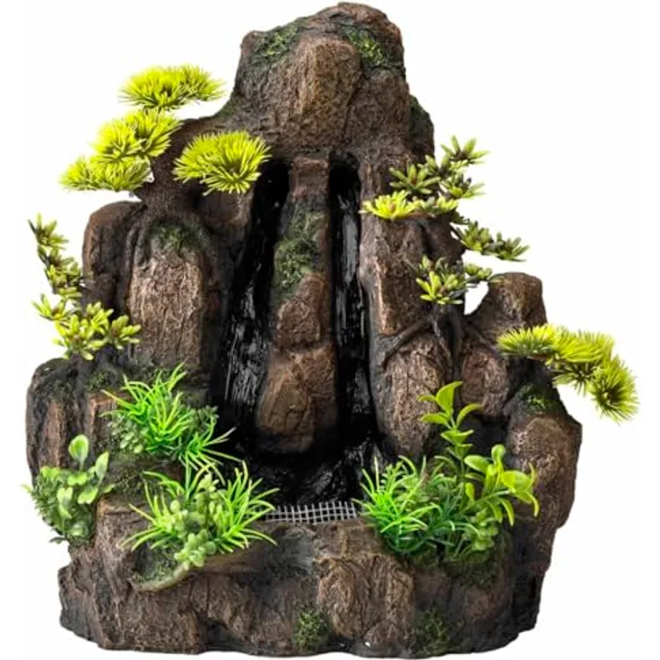 EBI Aqua Della Waterfall Forrest Rock S, Aquarium Dekoration mit Wasserfalleffekt, ungiftig für Süß- und Meerwasseraquarien