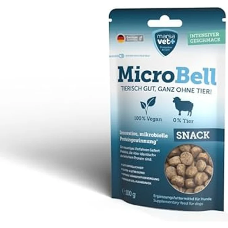 marsavet+ Marsavet MicroBell – Veganes Hundefutter-Set Groß mit mikrobiellem Protein, 4 kg Trockenfutter, 100 g Snacks, 3 × 300 g Nassfutter, hypoallergen und getreidefrei – Bild 5