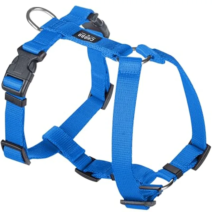 Chaba Guard Hundegeschirr Größe S, ergonomisches Anti-Zug Brustgeschirr für kleine Hunde, blau, verstellbar, bequem und leicht
