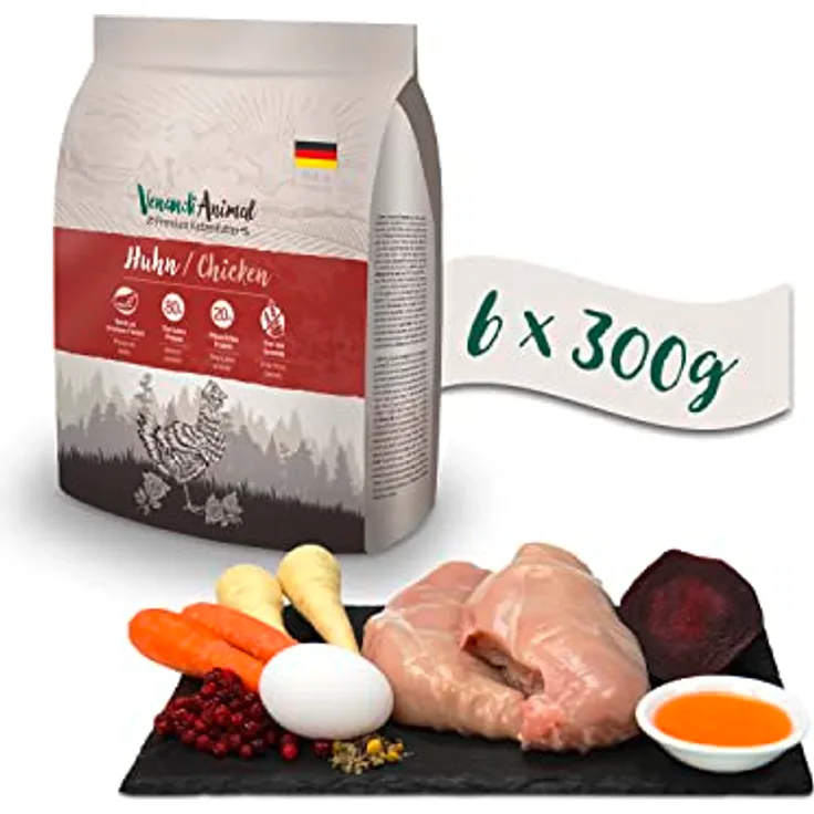 Venandi Animal Premium Trockenfutter für Katzen, Huhn, getreidefrei, 6 x 0.3 kg, made in Germany, naturbelassen mit hohem Fleischanteil