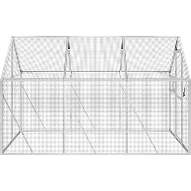 vidaXL Vogelvoliere, Papageienkäfig mit abschließbarer Tür und Wire Mesh Grids, Aluminium silbern für Außenbereich – Bild 4