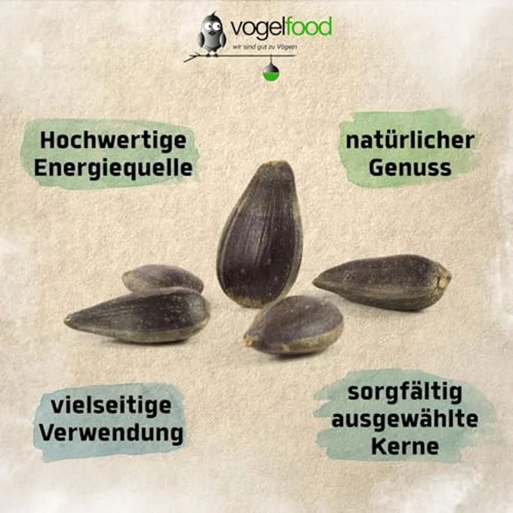 vogelfood Sonnenblumenkerne schwarz 25 kg, erstklassiges Wildvogelfutter mit hohem Nährstoffgehalt und Energiebooster für Wildvögel – Bild 3