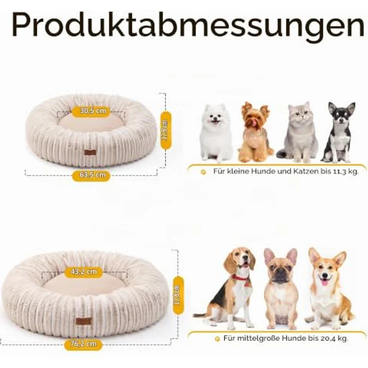FUKUMARU Orthopädisches Hundebett, Katzenbett für Innen, waschbare Abdeckung, modernes Design mit Farbverlauf, 76 x 76 x 18 cm, Kamel – Bild 5