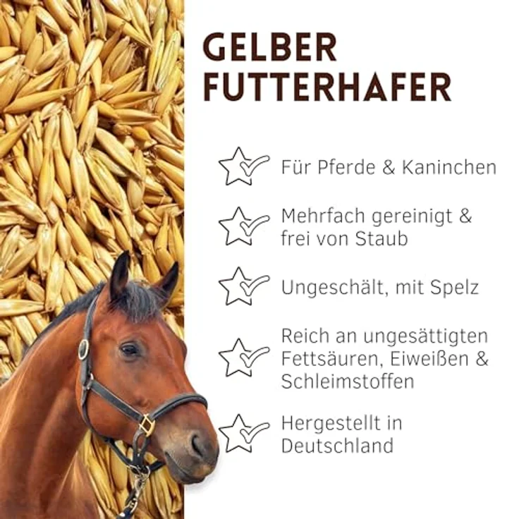 Supravit Hafer ganz 5kg, ungeschält und staubfrei, frischer gelber Futterhafer für Pferd und Pony, natürlicher Energielieferant – Bild 2