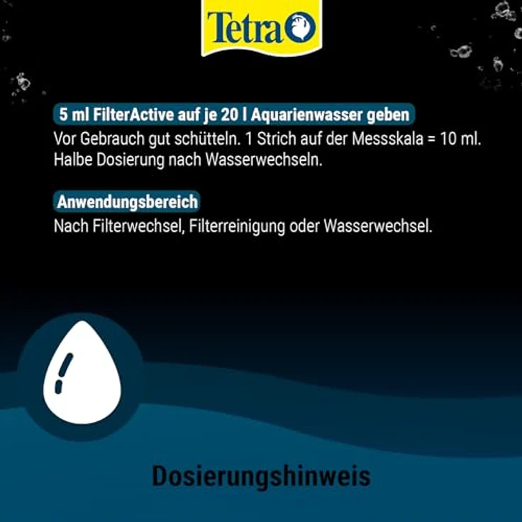Tetra FilterActive Bacteria, 2in1 Mix aus lebenden Starterbakterien und schlammreduzierenden Reinigungsbakterien, 250 ml für klares Wasser und optimale Filterleistung – Bild 5