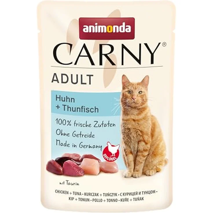animonda Carny Katzenfutter nass Geflügel-Mix, 8 Portionsbeutel (8 x 85g), getreidefreies Nassfutter ohne Zucker für ausgewachsene Katzen mit frischen fleischlichen Zutaten – Bild 4
