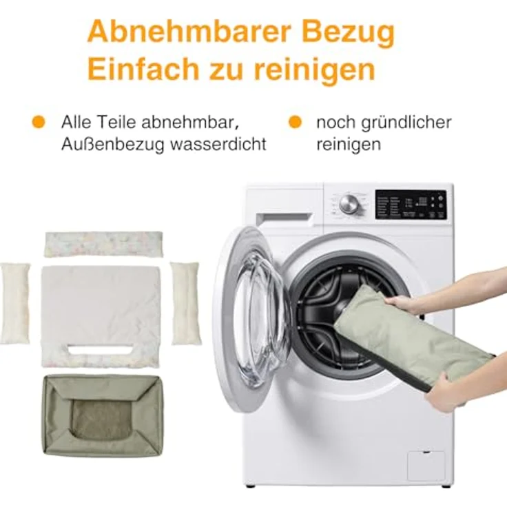 Zedelmaier orthopädisches Hundebett für mittelgroße Hunde, L 90×64cm, Militärgrün, extra dicke Schaumstoffmatratze, wasserdichte Schutzschicht, abnehmbarer Bezug – Bild 5