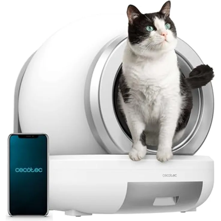 Cecotec Pumba 7000 CleanKitty Compact, Automatische Katzentoilette mit Selbstreinigung, 65L Kapazität, WiFi Steuerung, Leises Design, Infrarotsensor, Dreifaches Desodorierungssystem