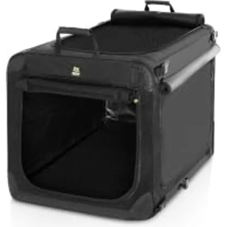 MAELSON Soft Kennel Evo, faltbare Hundebox aus Nylon 1680D mit Netzfenster und Deluxe-Kissen, schwarz, Größe S (72x51x51)