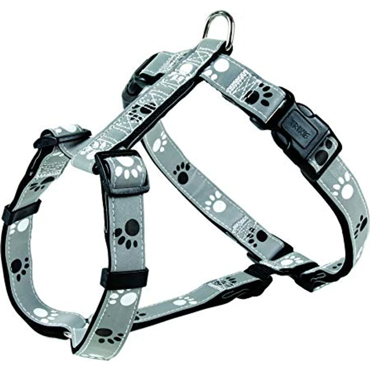 Trixie Silver Reflect H-Geschirr schwarz-silbergrau S-M: 40-65 cm/20 mm – Bild 2