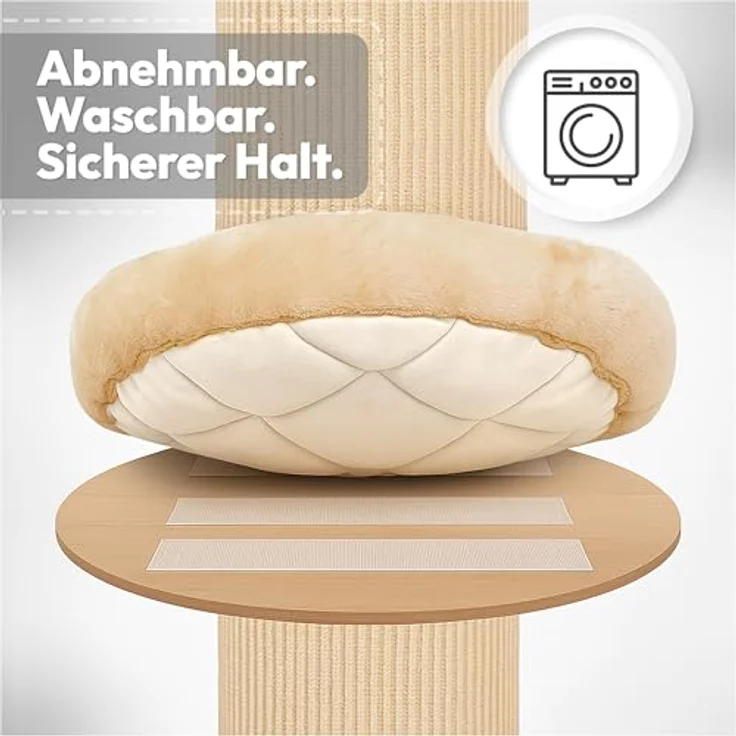 PET VIOLET Kratzbaum wandmontiert 185 cm hoch, XXL Katzenbaum mit 3 Plattformen, Premium Sisal Säulen, abnehmbare und waschbare Kissen, stabil und platzsparend, Beige – Bild 4
