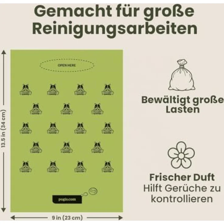 Pogi Hundekotbeutel – mit Frischeduft, reißfest und tropfsicher, kompakt für unterwegs – 150 Beutel (10 Rollen) – Bild 4