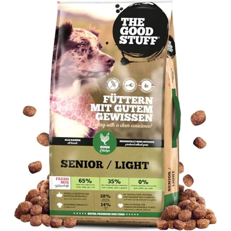 The Goodstuff Senior und Adult Light Huhn, Hunde-Trockenfutter mit hohem Fleischanteil, 12,5kg