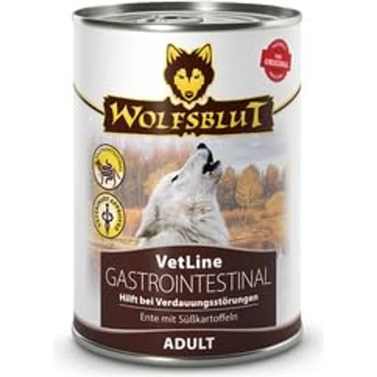 Wolfsblut VetLine Gastrointestinal Ente, Nassfutter für Hunde zur Unterstützung bei Magen-Darm-Erkrankungen, 6 x 395g – Bild 1