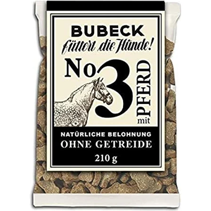 BUBECK Hundeleckerlies getreidefrei mit Pferd, ideale Trainingsleckerli in Knochenform, ohne Zucker, ohne künstliche Zusätze, 2-3 cm, hart gebacken – Bild 1