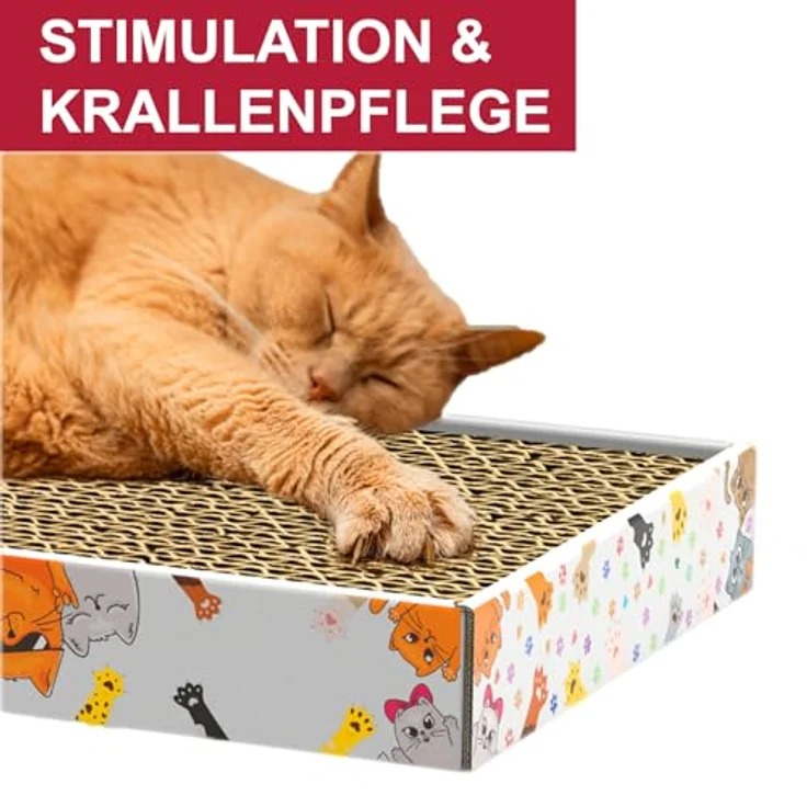 DecoHomeTextil Kratzbrett für Katzen Kratzi Pad, Kratzmatte aus recycelbarer Kratzpappe, 46,5 x 17,5 x 3,4 cm, fördert Krallenpflege und schützt Möbel – Bild 4