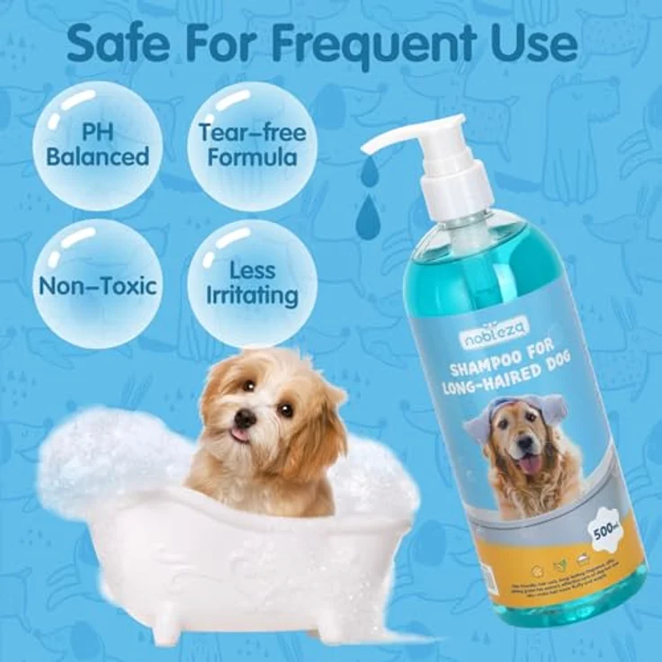 Nobleza Hundeshampoo Langhaar mit Camellia Sinensis Extrakt, pflegend und deodorierend, 500ml für empfindliche Haut und bessere Kämmbarkeit – Bild 5