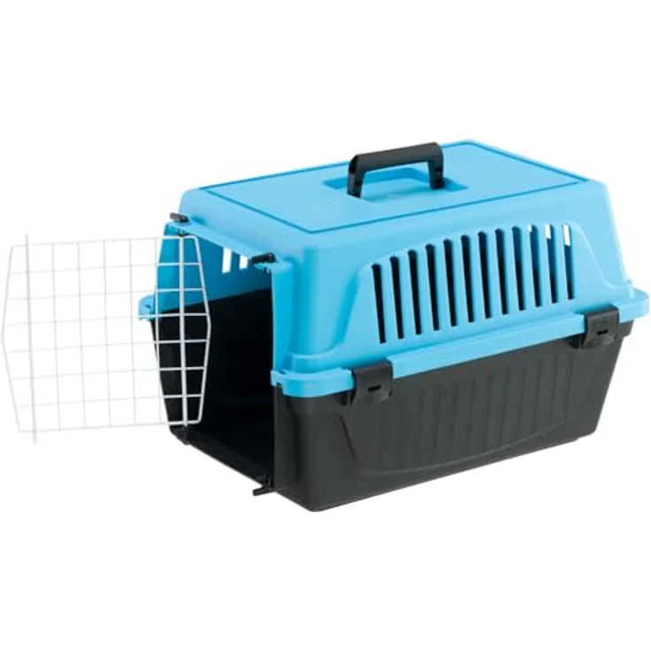 Ferplast Atlas 10 EL Transportbox für Katzen und kleine Hunde bis 5 kg, robuste Hartschale mit plastifizierter Eisentür und Lüftungsschlitzen, 32,5x48xH 29 cm, Hellblau – Bild 4