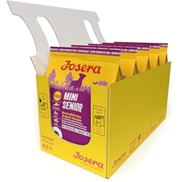 Josera MiniSenior, Premium Trockenfutter für kleine ältere Hunde, Lachs & Kartoffel, getreidefrei, 5 x 900 g