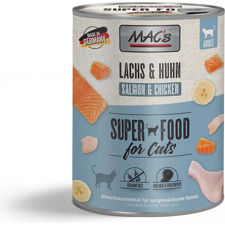 MAC's Cat Lachs und Huhn, getreidefreies Katzen-Nassfutter, 6x800g – Bild 1