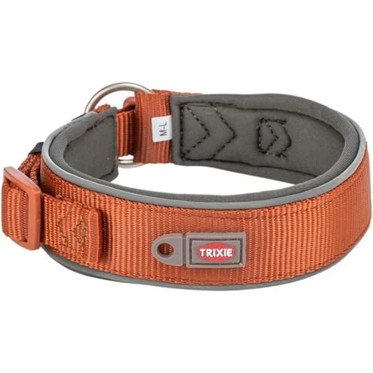 Trixie Premium Halsband, extra breit, gepolstert mit Neopren, M-L, Rost/Graphit – Bild 2