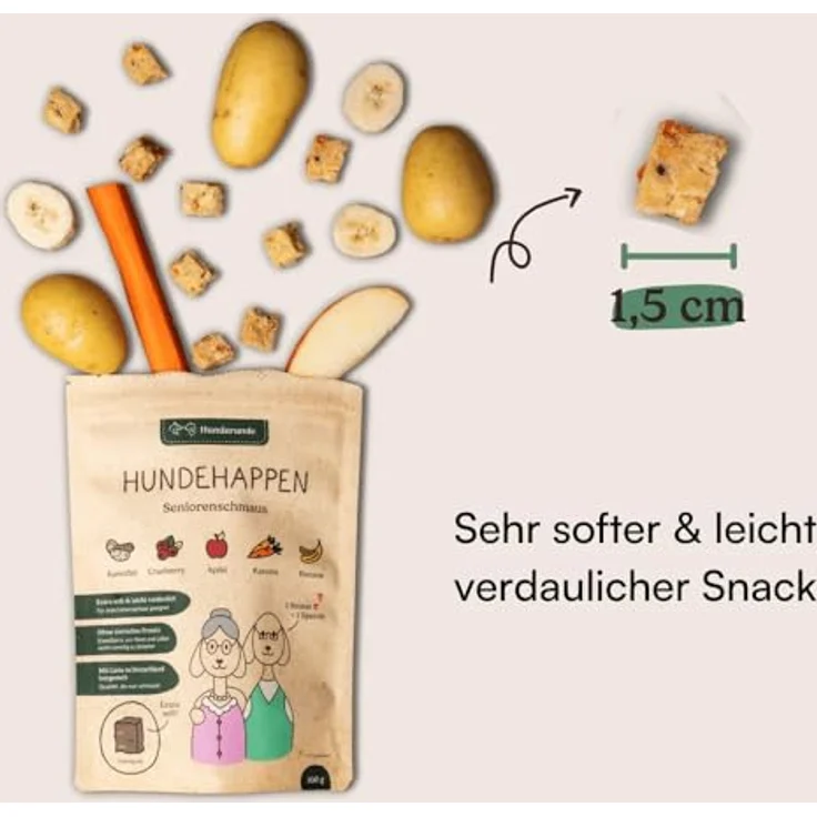 Hunderunde Seniorenschmaus Vorteilspack 6x100g – vegane Hundeleckerli für Senioren mit Kartoffel, Cranberry & Banane – leicht verdaulich, weich & getreidefrei – Bild 2