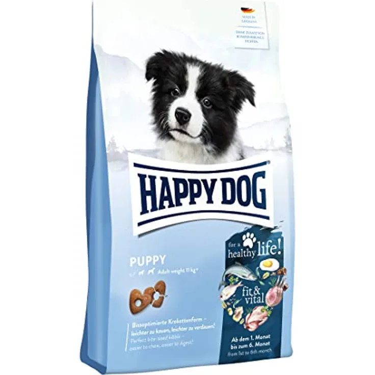 Happy Dog Supreme fit & vital Puppy, Hunde-Trockenfutter mit 5 wertvollen Proteinen, weizenfrei, 10 kg
