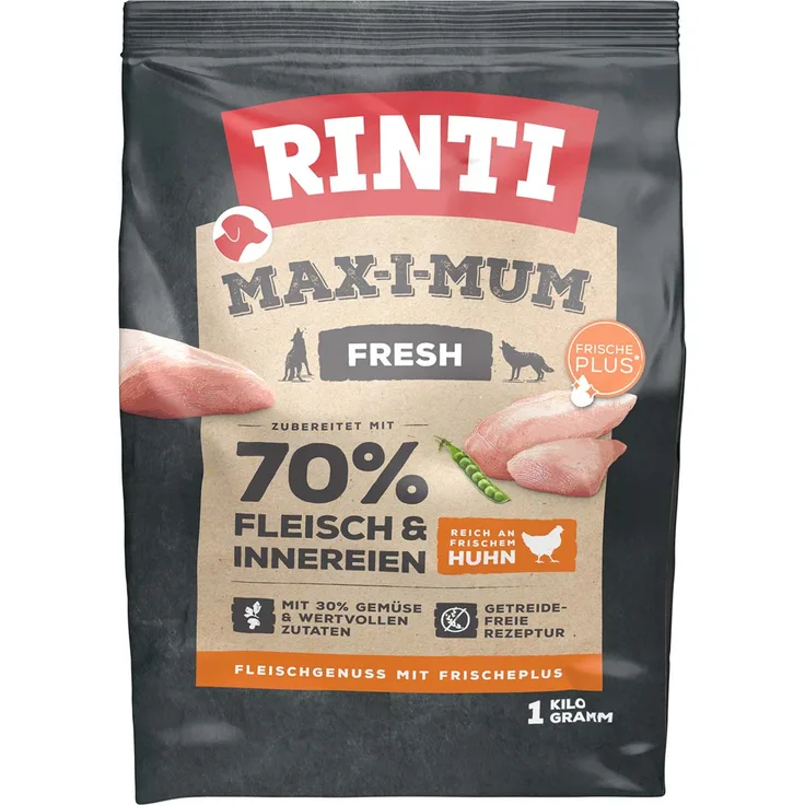 Rinti Max-i-Mum Huhn, Hunde-Trockenfutter für aktive Hunde, 1 kg