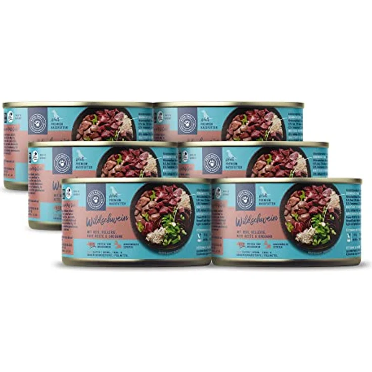 Pets Deli Classic Hunde Nassfutter Wildschwein & Reis, hoher Fleischanteil, leicht verdaulich, getreidefrei, mit Roter Bete, 6x200g, Premium Qualität – Bild 1