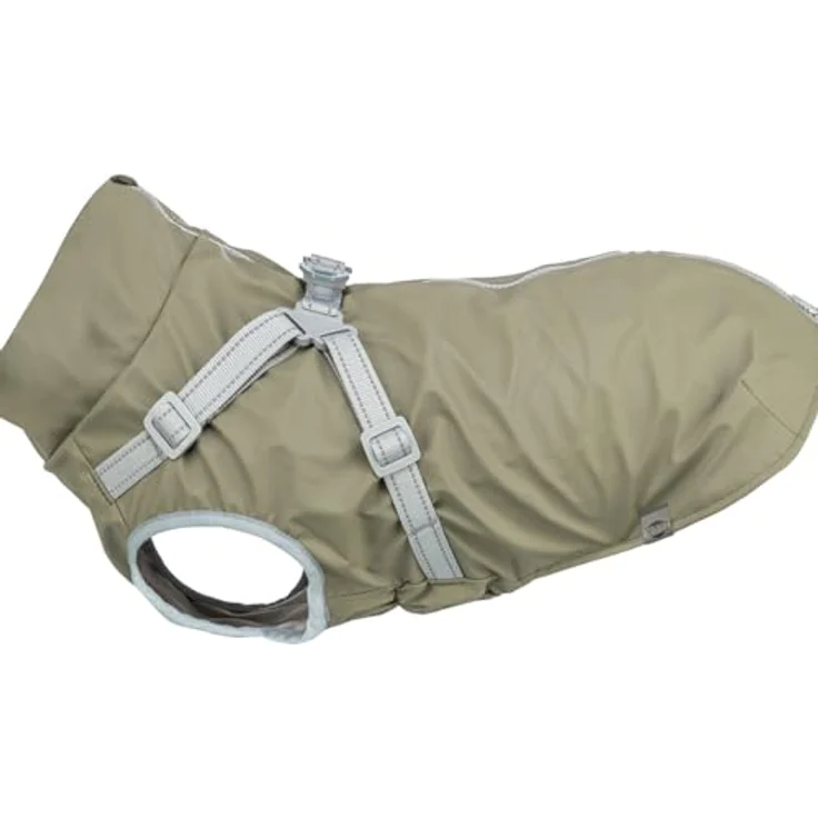TRIXIE Geschirr-Mantel Pontis Rain, Hundebekleidung aus Polyurethan und Polyester mit reflektierenden Elementen, anpassbare Passform und durchgängiger Reißverschluss – Bild 1