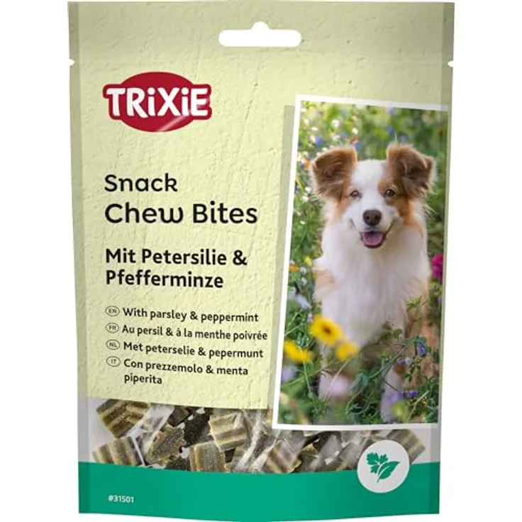 TRIXIE Chew Bites, Hundesnack mit Petersilie & Pfefferminze, zur Zahnpflege und für frischen Atem, 150 g - 31501