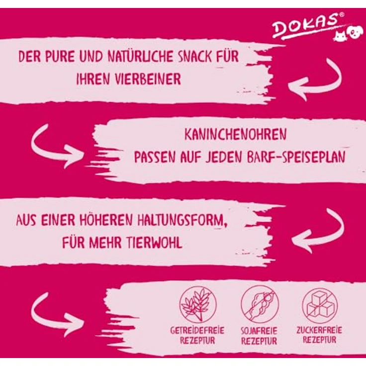 Dokas Kaninchenohren mit Fell, getrockneter Hundesnack für erwachsene Hunde, 180g – Bild 4