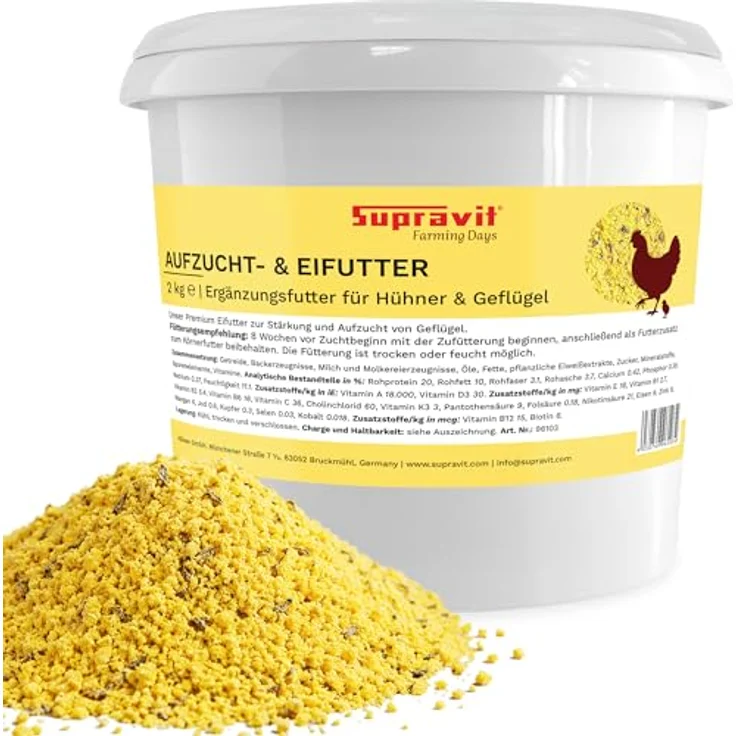 Supravit Aufzucht- & Eifutter für Hühner 2kg | Proteinreiches Ergänzungsfutter für Küken, Legehennen und Junghennen, natürliche Nährstoffversorgung – Bild 1