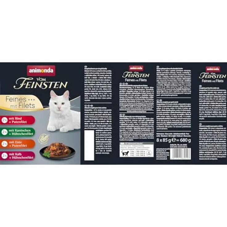 animonda Vom Feinsten Katzennassfutter Selection, 8 Portionsbeutel mit Filets, getreidefrei, ohne Zucker, fleischige Zutaten, Sortenmix, 8 x 85 g – Bild 5