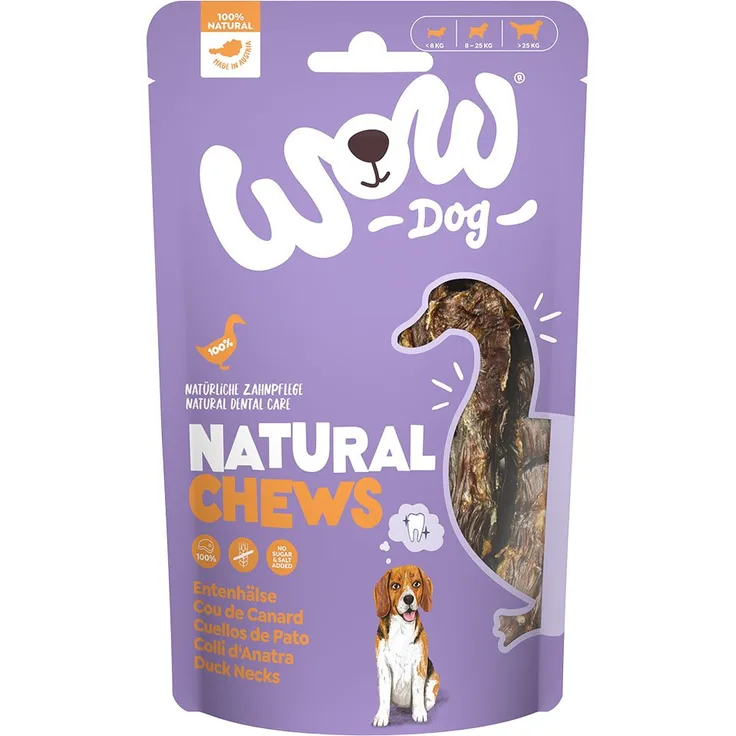 WOW! Dog Entenhälse 250g, natürlicher Single-Protein-Kausnack für Hunde, ideal zur Zahnreinigung