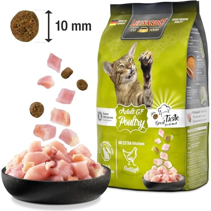 Leonardo Adult Grainfree mit Geflügel, Trockenfutter für sensible Katzen, 2 x 7,5 kg, ohne Getreide, Zahnpflege-Effekt, Made in Germany – Bild 3