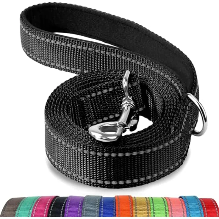 Joytale Hundeleine für Große und Mittelgroße Hunde, Reflektierende Nylonleine mit Gepolstertem Griff, 1,2m x 2,5cm, Schwarz – Bild 1