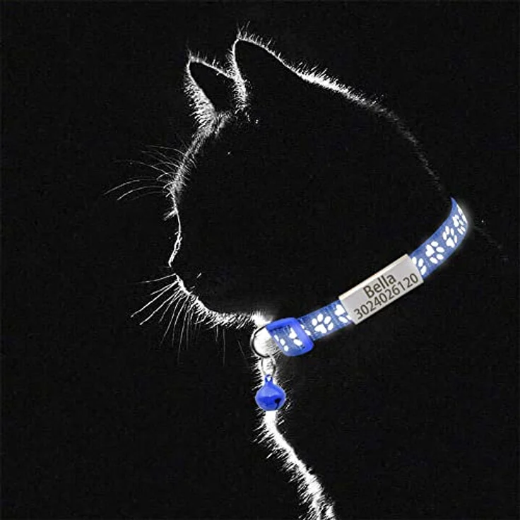 Senristar Personalisierte Katzenhalsbänder 2er Pack, Reflektierend mit Namensschild und Glocke, Nacken 20-28 cm, Nylon, Anti-Verlust Design – Bild 4