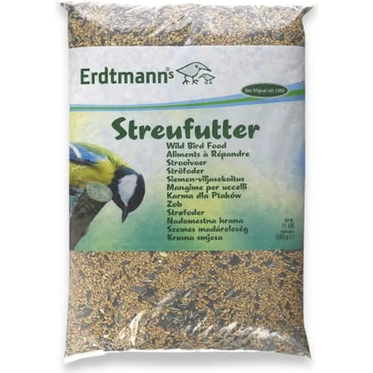Erdtmann's Streufutter 5 kg, ausgewogene Mischung aus Weizen, Sonnenblumenkernen, Hirse und Erdnüssen für Singvögel