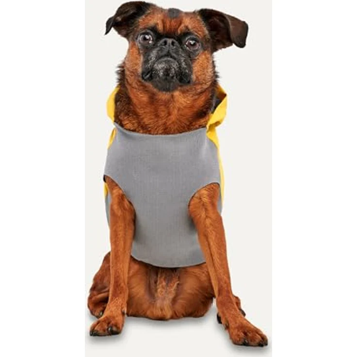 Goo-eez Gooeez Reflective Hooded Raincoat L, wasserdichter Hundemantel in Gelb/Grau mit reflektierendem Besatz und optimierter Passform – Bild 3