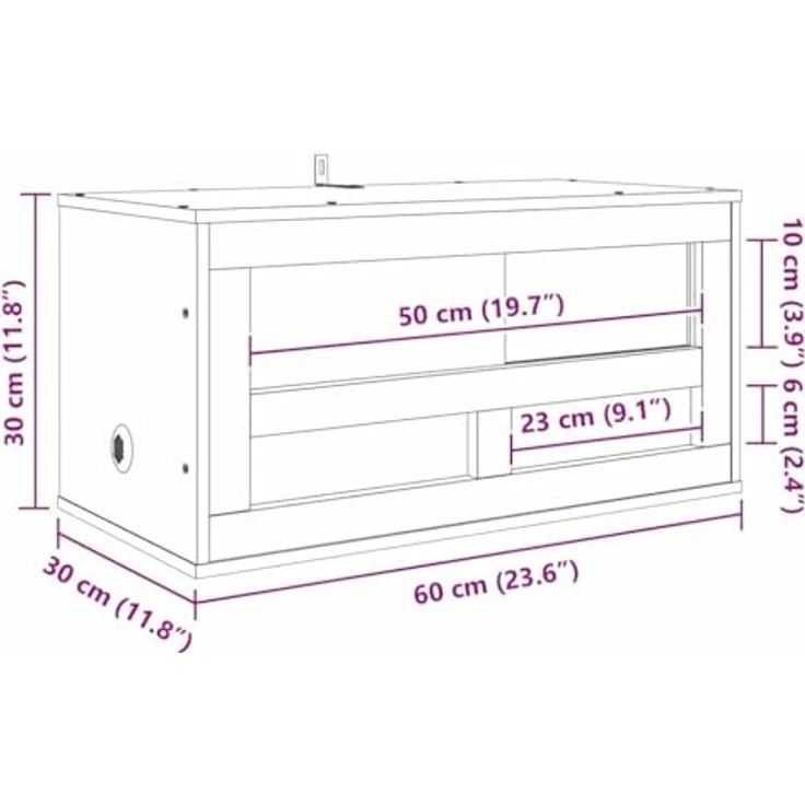 vidaXL Terrarium Braun 60 x 30 x 30 cm, Rustikales OSB-Design mit Thermometer, Langlebig und Pflegeleicht, Ideal für Reptilien und Nagetiere – Bild 3