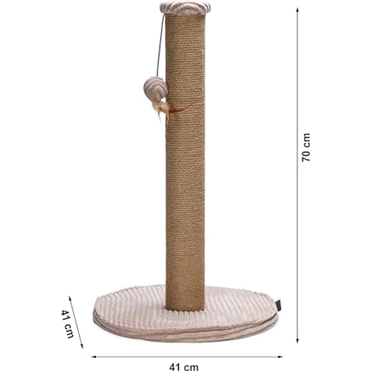 Designed by Lotte Ribbed Kratzbaum, Rosa, 41x41x70 cm mit Juteseil, integriertem Spielball und geripptem Stoff für stilvolle Einrichtung – Bild 2
