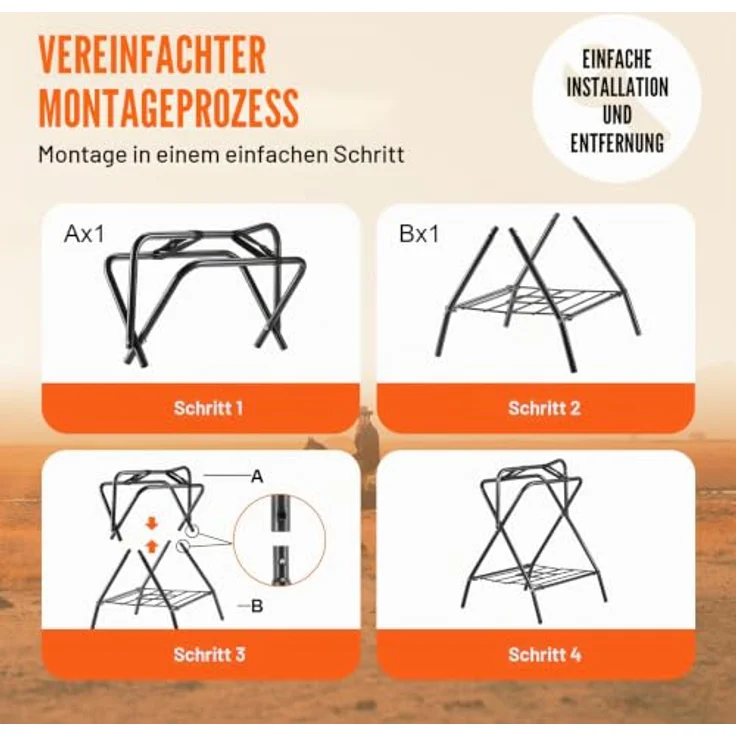 VEVOR Klappbarer Sattelhalter, stabiler Pferdesattelständer bis zu 60 kg, tragbar und platzsparend, schwarz – Bild 4