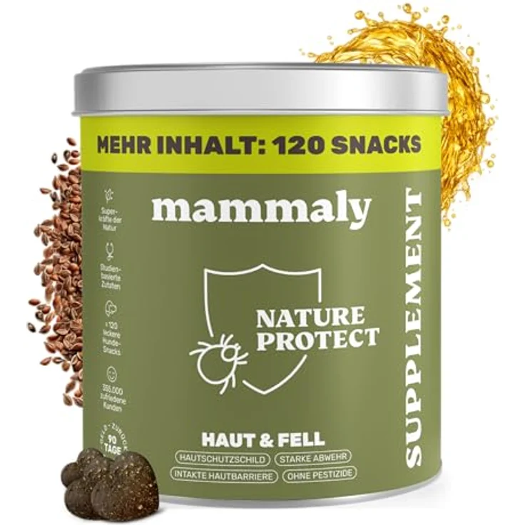 mammaly 12-in-1 Bierhefe Leckerli, Hunde-Snacks für Hautpflege mit Schwarzkümmelöl, Kokosöl und Vitamin B1, 120 Stück (350g) – Bild 1