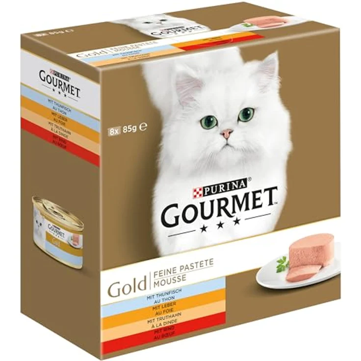 GOURMET Gold Feine Pastete, Katzenfutter in 4 Geschmacksrichtungen, 8 x 85 g – Bild 1