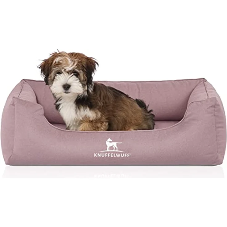 Knuffelwuff Hundebett Leon, orthopädisches wasserabweisendes Veloursbett S 70 x 50cm, rosa, abnehmbarer Bezug, waschbar, ideal für große, mittelgroße und kleine Hunde – Bild 1