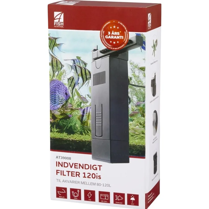 4fish indvendigt filter 120is, Aquarium Filter mit 950 L/T Förderleistung, 11W für Aquarien bis 950 l