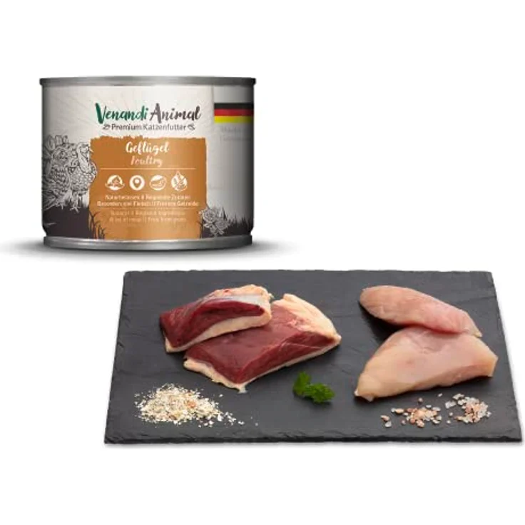 Venandi Premium Nassfutter für Katzen - Geflügel, getreidefrei, 200g, hoher Fleischanteil – Bild 2